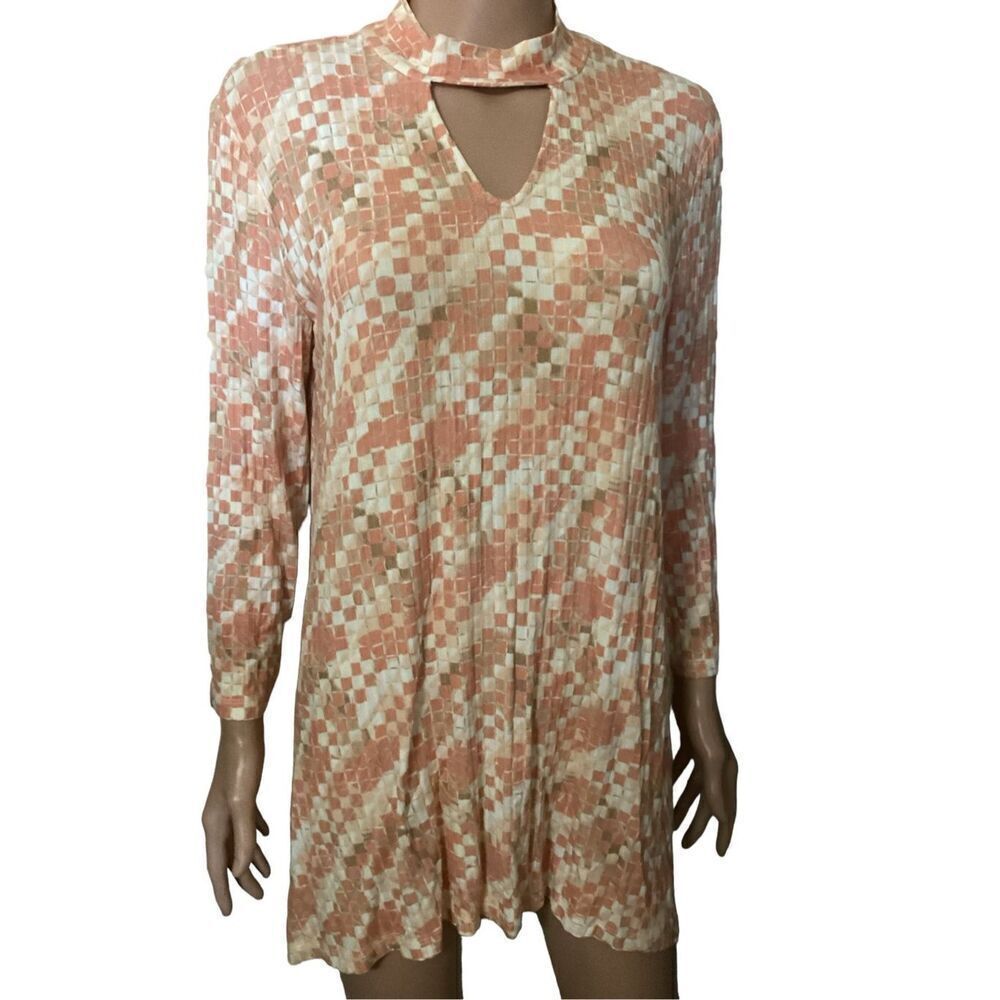 Geometric Squares Multiples Tunic Blouse M